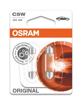 Лампа 12 V 5 W салонная (пальчиковая) L=35 (SV8.5-8) (блист 2шт.) (Osram) фото 1