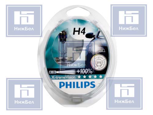 Лампа галоген.H4 12 V 60/55 W X-TremeVision (+100%,+130%) (к-т) &quot;Philips&quot; (12342 XVS2)!!!! фото 1