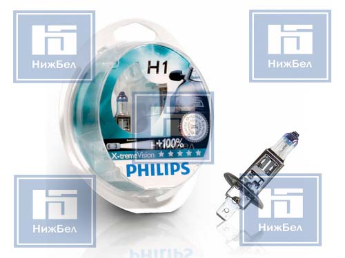 Лампа галоген.H1 12 V 55 W X-TremeVision +100%, +130% (к-т) &quot;Philips&quot;!!!! фото 1