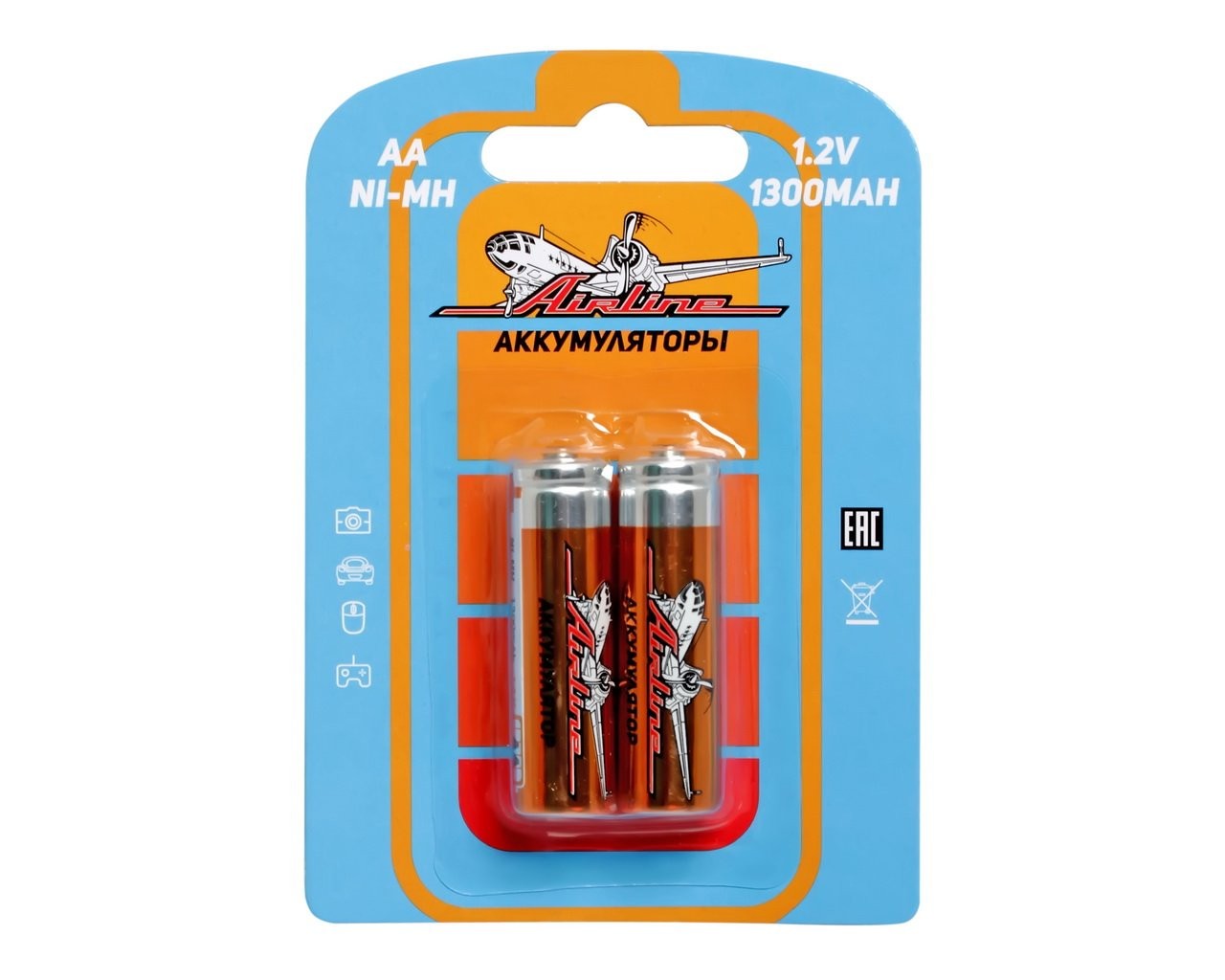 Батарейка AA HR6 аккумулятор Ni-Mh 1300 mAh (AIRLINE) (к-т 2шт)!!!!