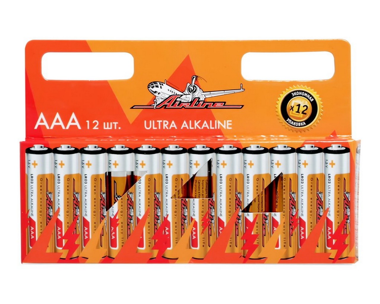 Батарейка LR03/AAA щелочная (AIRLINE) (к-т 12шт)