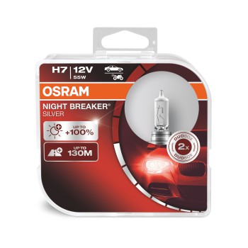 Лампа галоген.H7 12 V 55 W (PX26d) Night Breaker Silver +100%  DuoBox (2 шт.) (Osram) фото 1