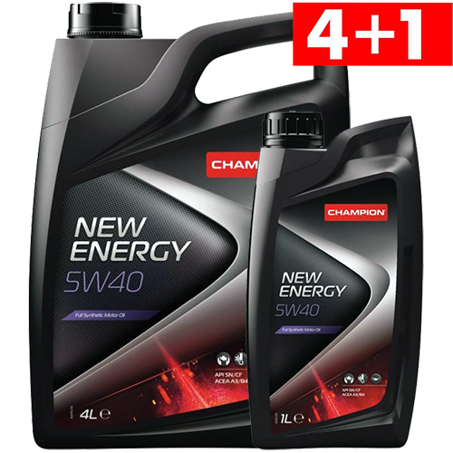 Масло моторное CHAMPION NEW ENERGY 5W40, ACEA: A3/B4-12, API: SN/CF (4л+1л) синт. АКЦИЯ фото 1