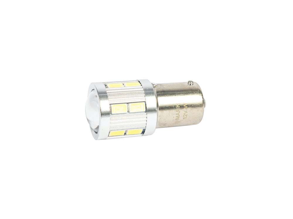 Лампа светодиодная 12 V T25-13 SMD (5730) (BA15S) 3W WHITE LENS 360° ULTRA (МАЯК) фото 1