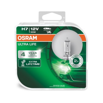 Лампа галоген.H7 12 V 55 W (PX26d) Ultra Life  DuoBox (2 шт.) (Osram) фото 1