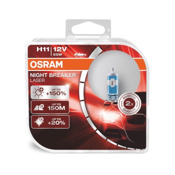 Лампа галоген.H11 12V 55W Night Breaker Laser +150% (PGJ19-2) DuoBox (2 шт.) (Osram) фото 1