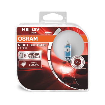 Лампа галоген.H8 12 V 35 W (PGJ19-1) Night Breaker Laser +150%  DuoBox (2 шт.) (Osram) фото 1