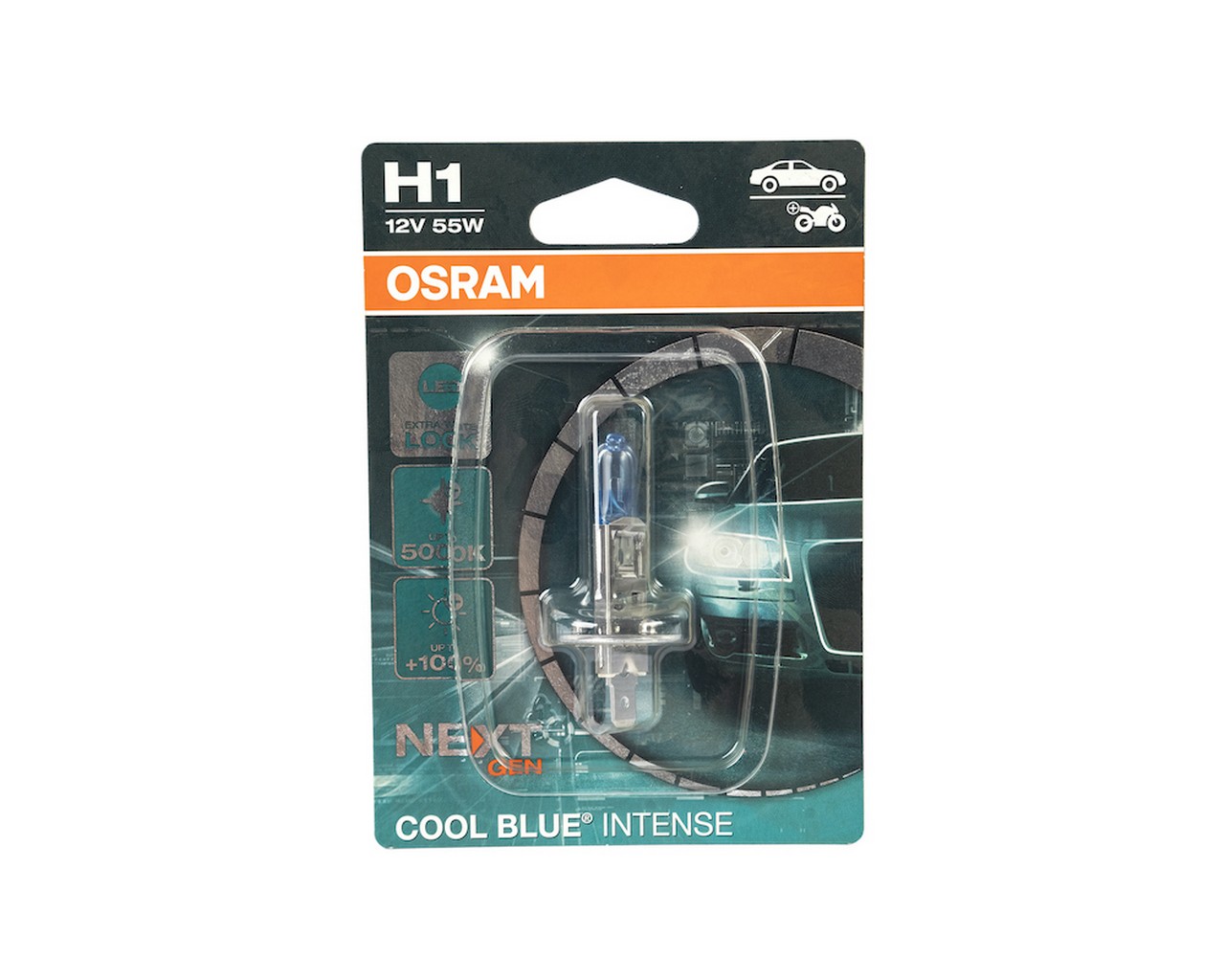 Лампа галоген.H1 12 V 55 W CoolBlueIntense +100% (P14.5s) (NEXT GEN) (блист 1шт.)(Osram) фото 1